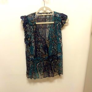 Joie v neck summer blouse with ruffled cap sleeves